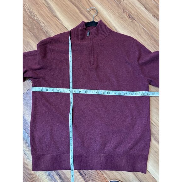 Lands’ End 100% Cashmere Sweater Mens L Burgundy 1/4 Zip Pullover Luxury Soft - Picture 6 of 7